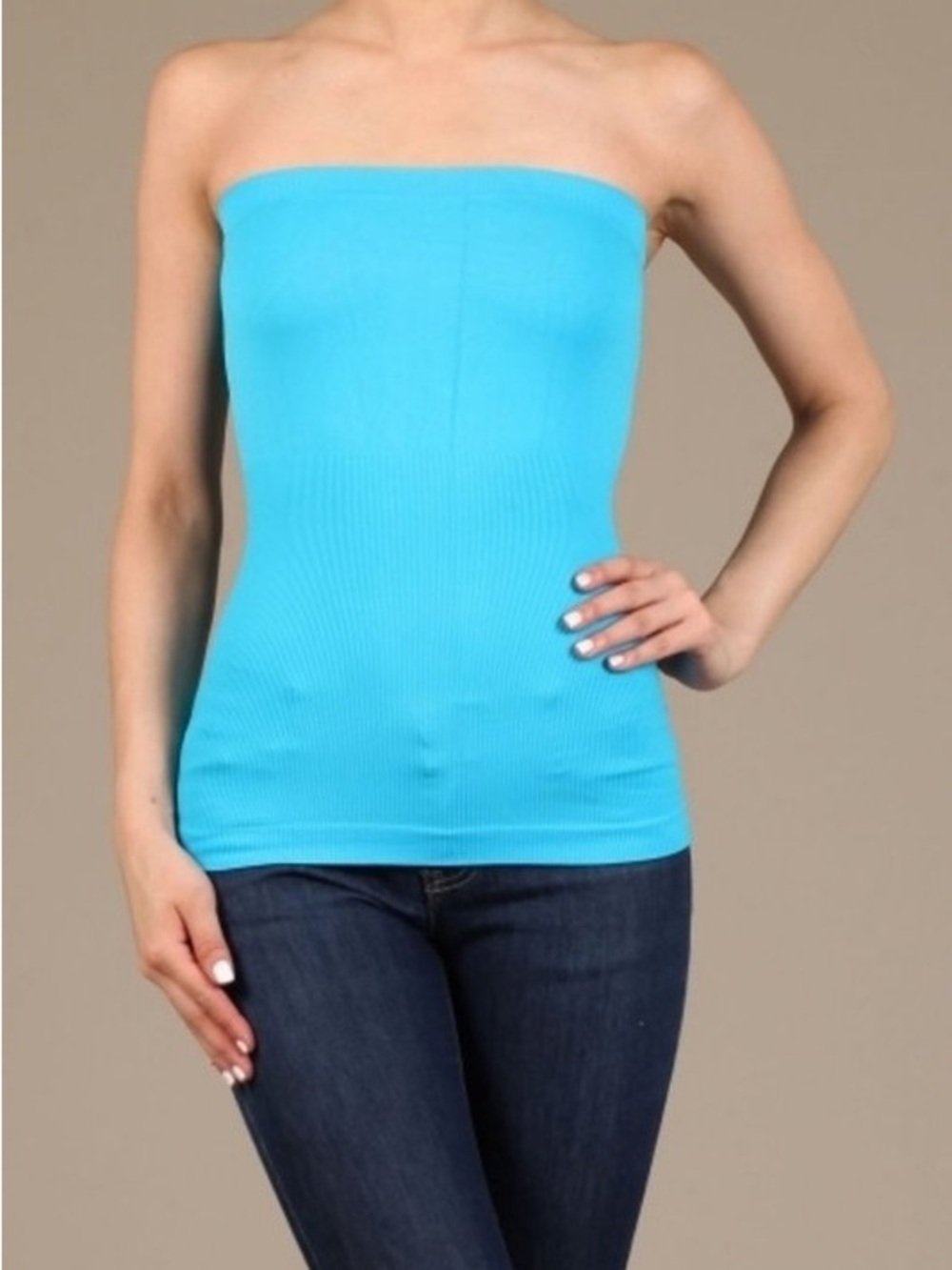 Women’s Blue Strapless Tube Top